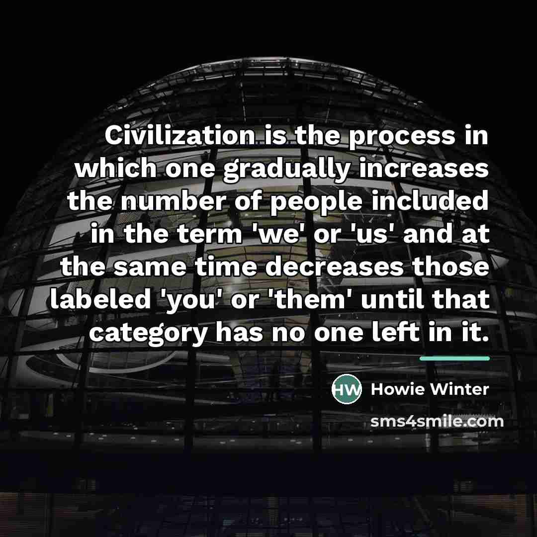 “Civilization is the process in which one gradually increases the…” quote by Howie Winter