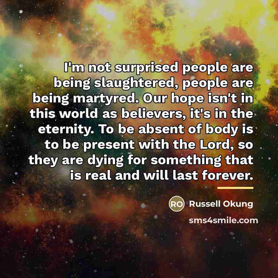 “I'm not surprised people are being slaughtered, people are being…” quote by Russell Okung