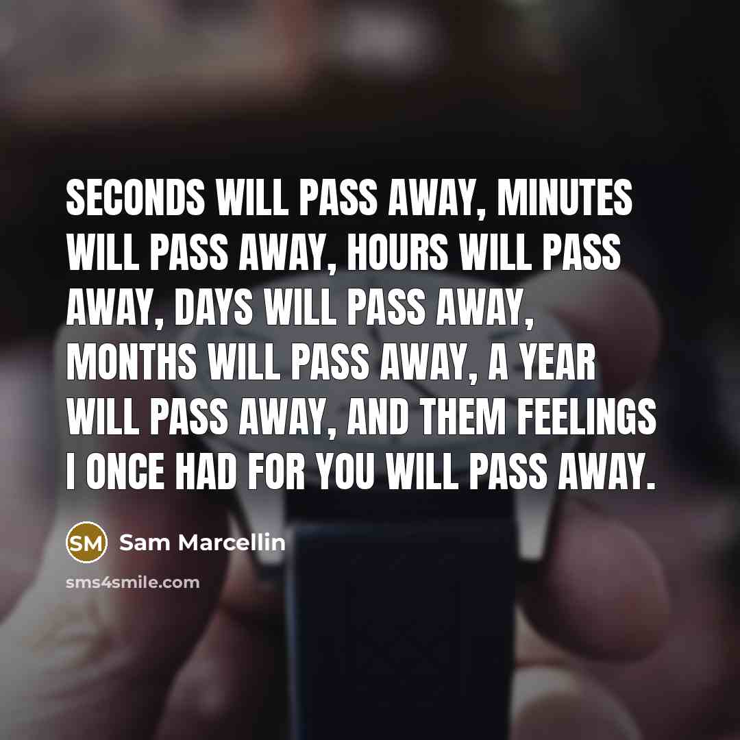 “Seconds will pass away, Minutes will pass away, Hours will…” quote by Sam Marcellin