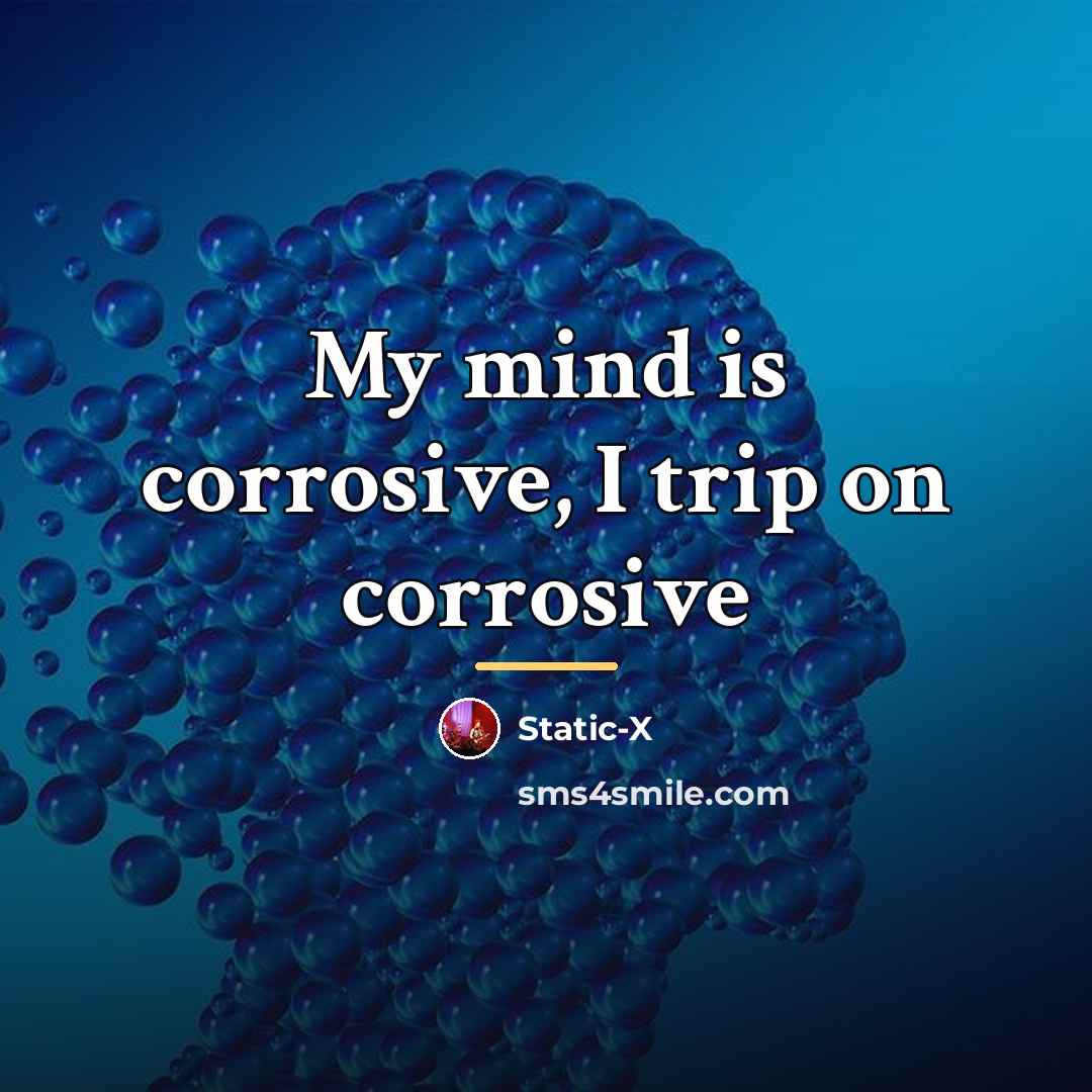 “My mind is corrosive, I trip on corrosive…” quote by Static-x