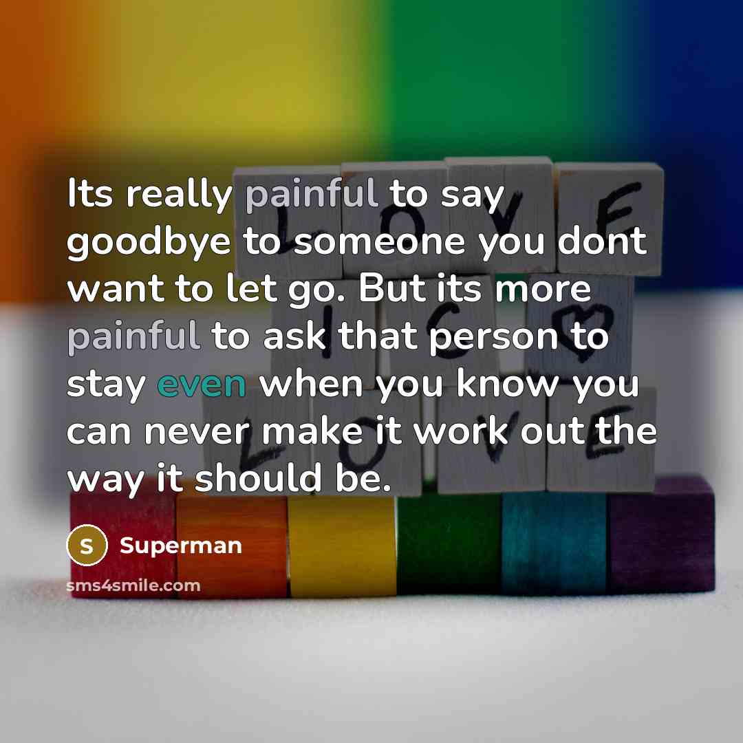 “Its really painful to say goodbye to someone you dont…” quote by Superman