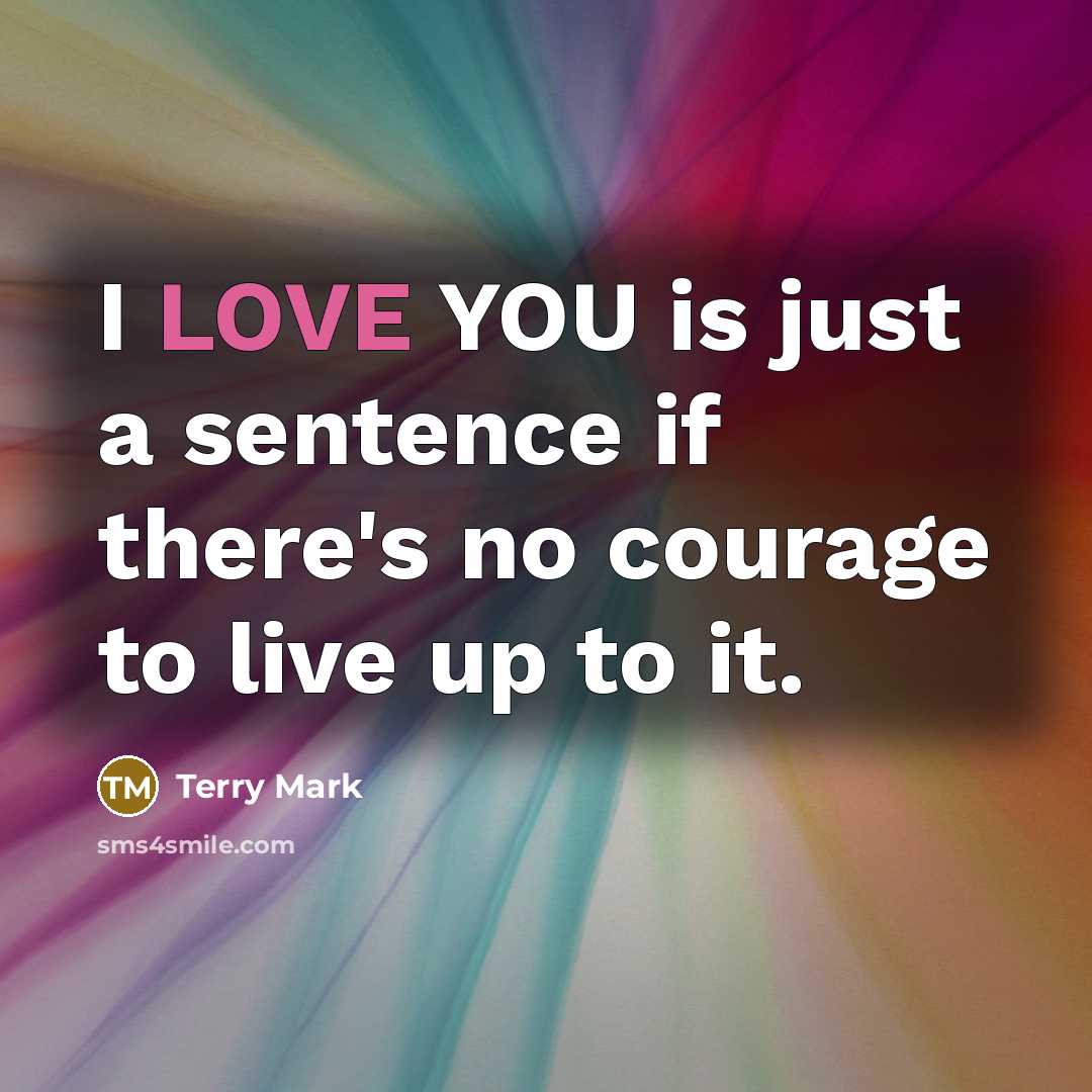“I LOVE YOU is just a sentence if there's no…” quote by Terry Mark