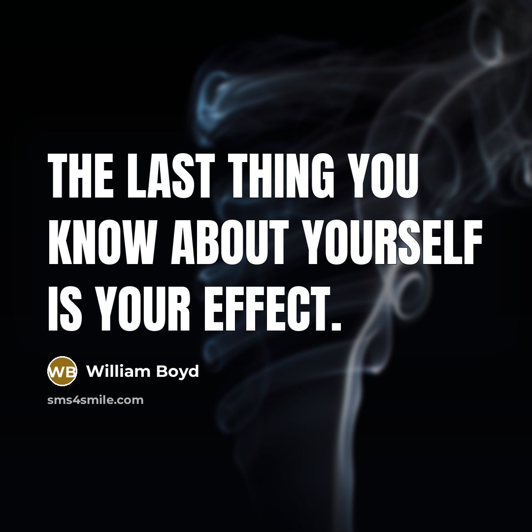 “The last thing you know about yourself is your effect.…” quote by William Boyd