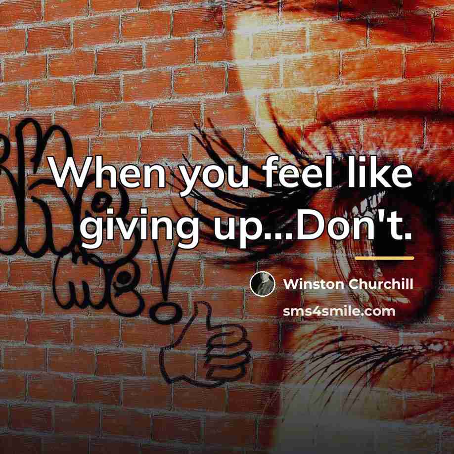 “When you feel like giving up...Don't.…” quote by Winston Churchill
