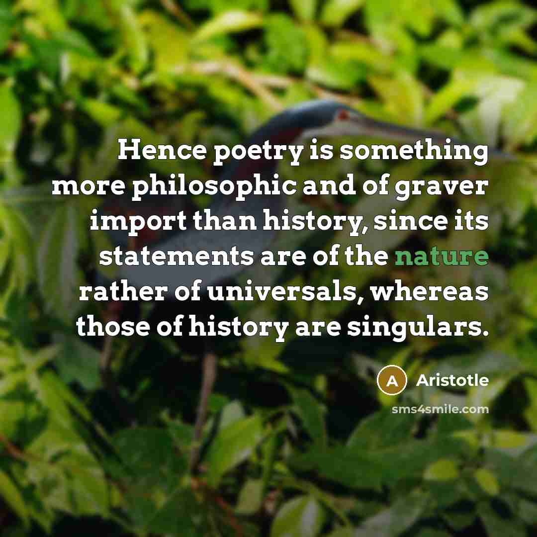 “Hence poetry is something more philosophic and of graver import…” quote by Aristotle