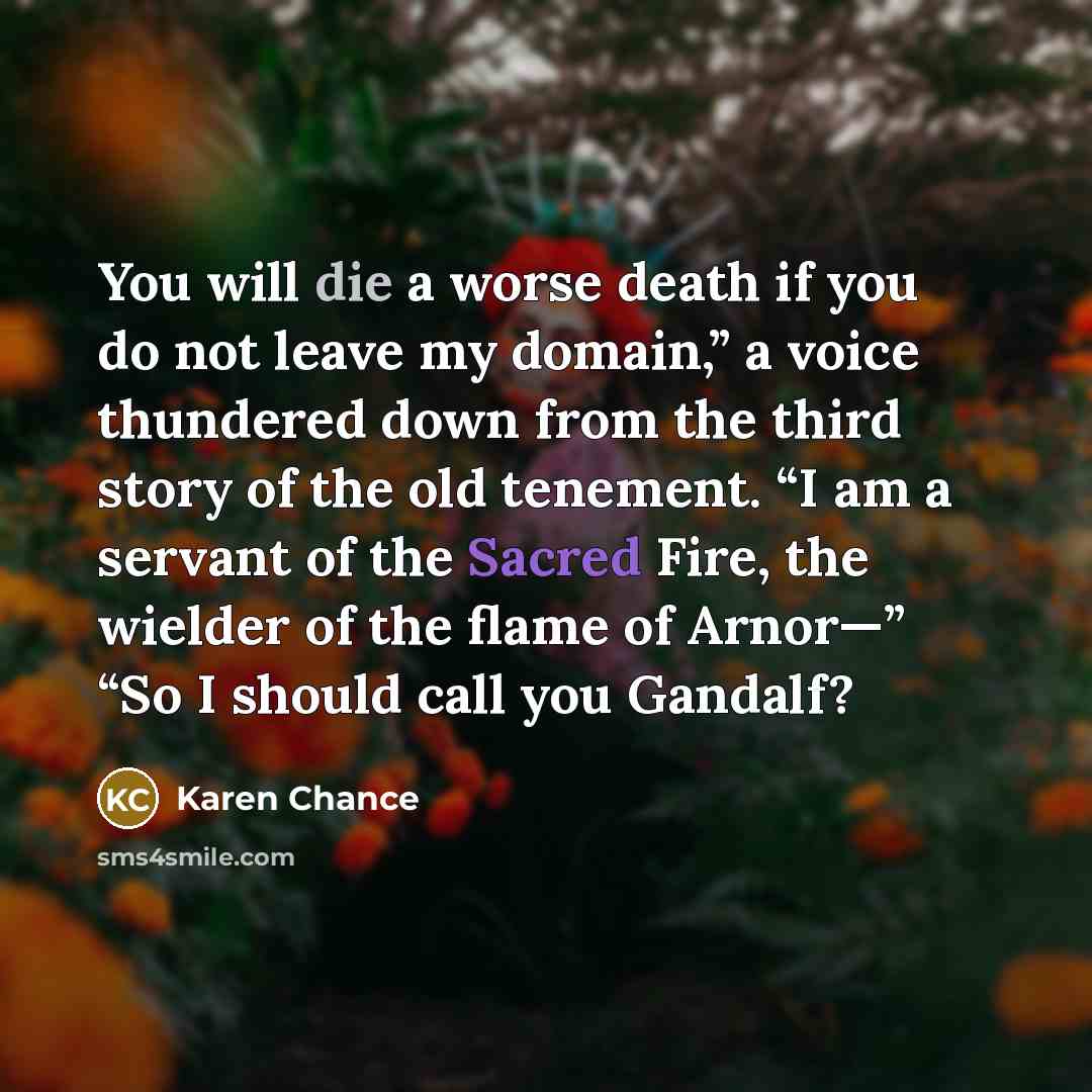 “You will die a worse death if you do not…” quote by Karen Chance