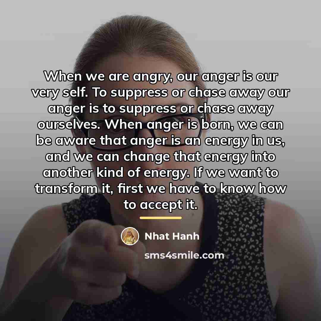 “When we are angry, our anger is our very self.…” quote by Nhat Hanh