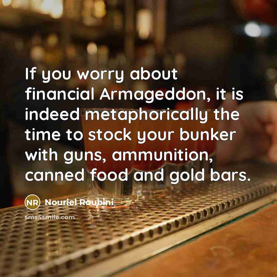 “If you worry about financial Armageddon, it is indeed metaphorically…” quote by Nouriel Roubini