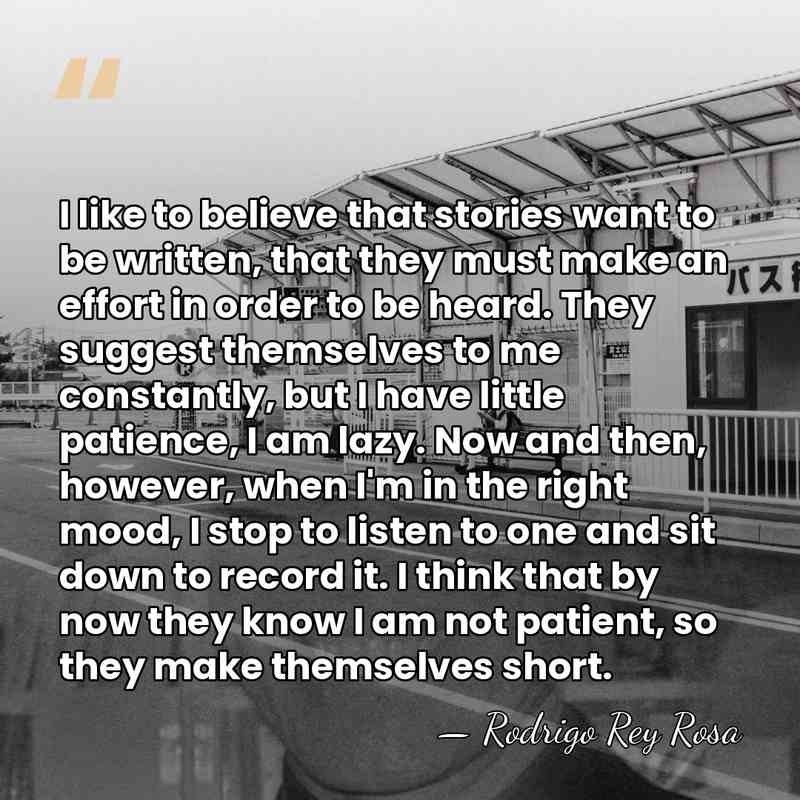 I like to believe that stories want to be written, that they&hellip; - Rodrigo Rey Rosa