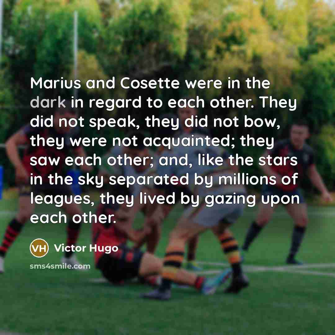 “Marius and Cosette were in the dark in regard to…” quote by Victor Hugo