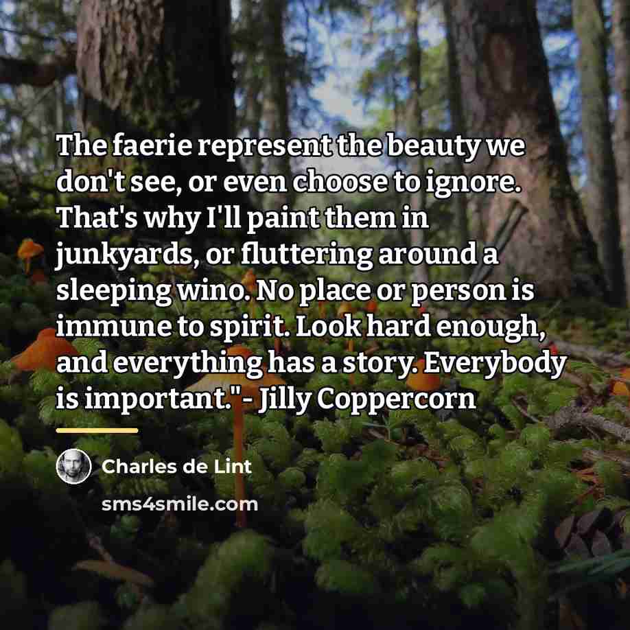 “The faerie represent the beauty we don't see, or even…” quote by Charles de Lint
