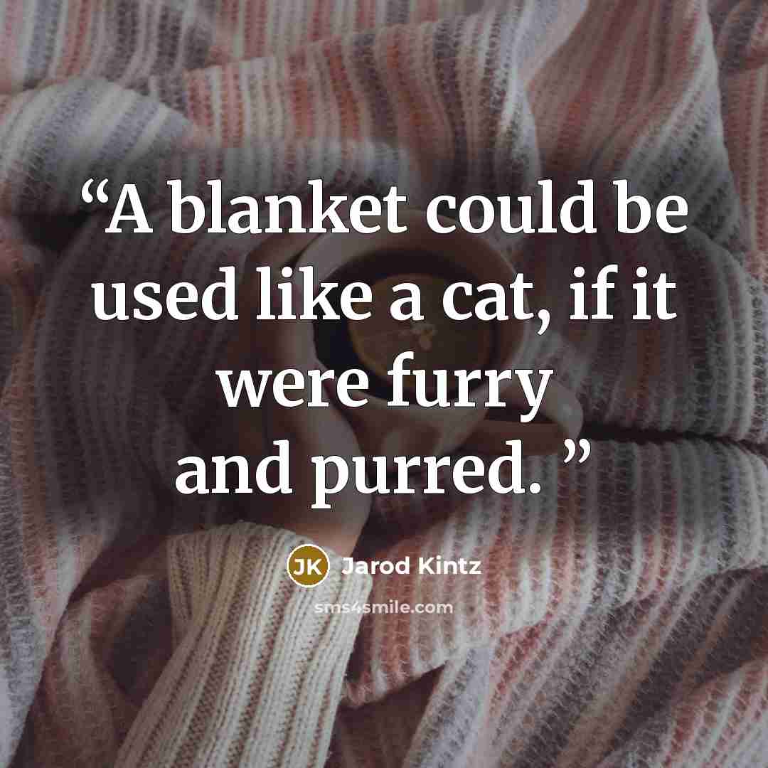 “A blanket could be used like a cat, if it were furry and purred.” quote by Jarod Kintz