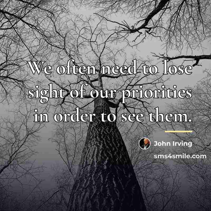 “We often need to lose sight of our priorities in…” quote by John Irving