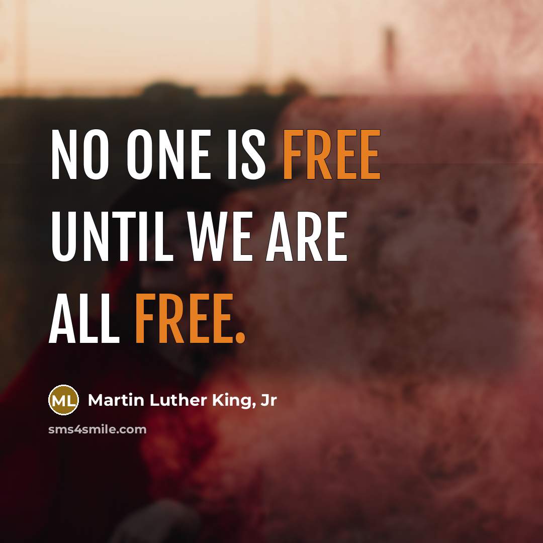 “No one is free until we are all free.” quote by Martin Luther King, Jr
