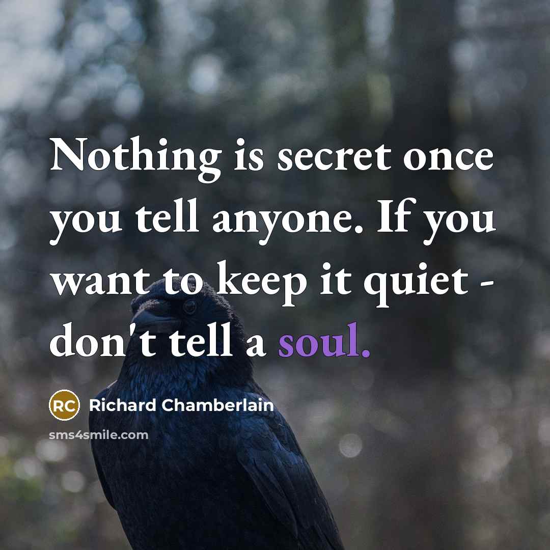 “Nothing is secret once you tell anyone. If you want…” quote by Richard Chamberlain