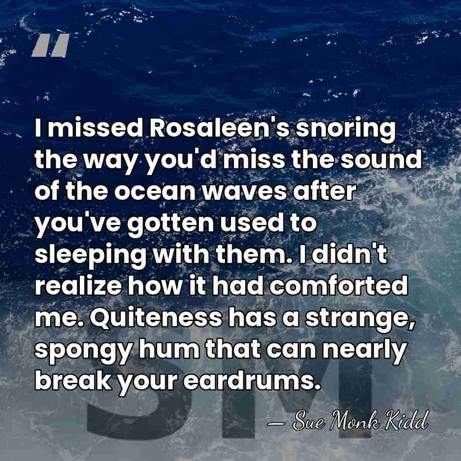 I missed Rosaleen's snoring the way you'd miss the sound of the&hellip; - Sue Monk Kidd