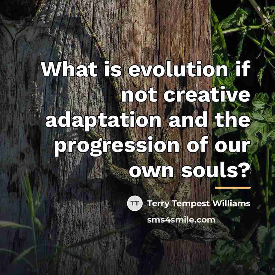 “What is evolution if not creative adaptation and the progression…” quote by Terry Tempest Williams