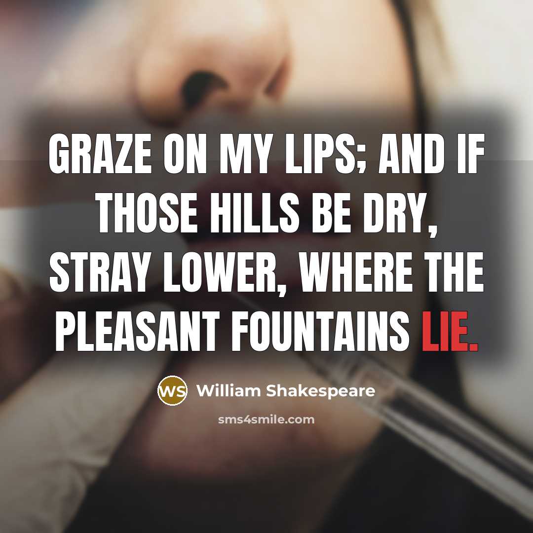 “Graze on my lips; and if those hills be dry,…” quote by William Shakespeare