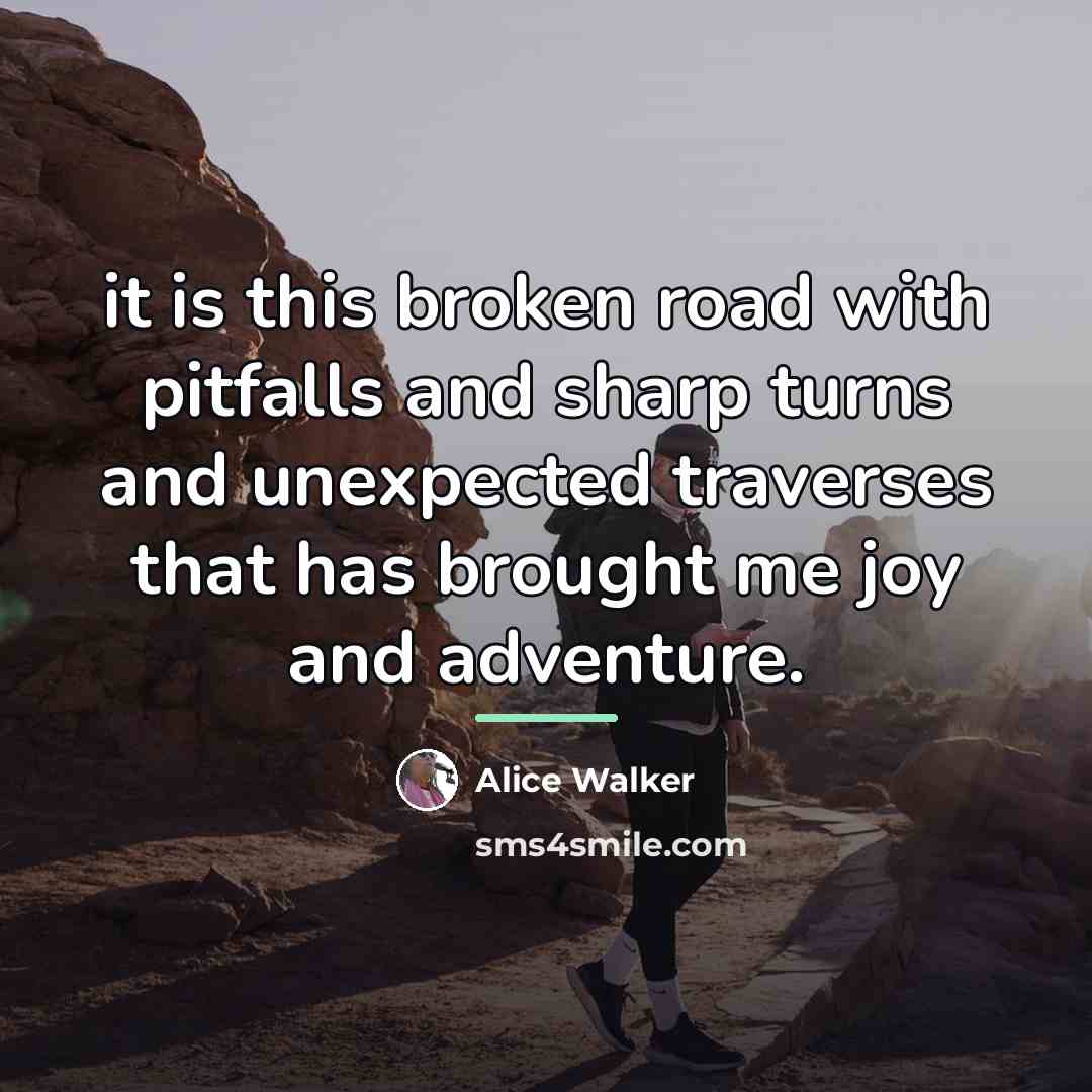 “it is this broken road with pitfalls and sharp turns…” quote by Alice Walker