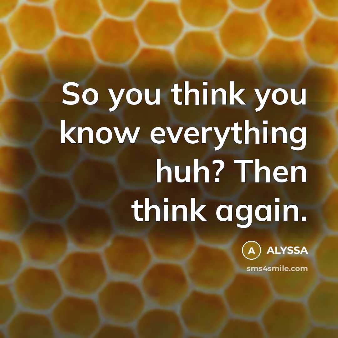 “So you think you know everything huh? Then think again.…” quote by ALYSSA