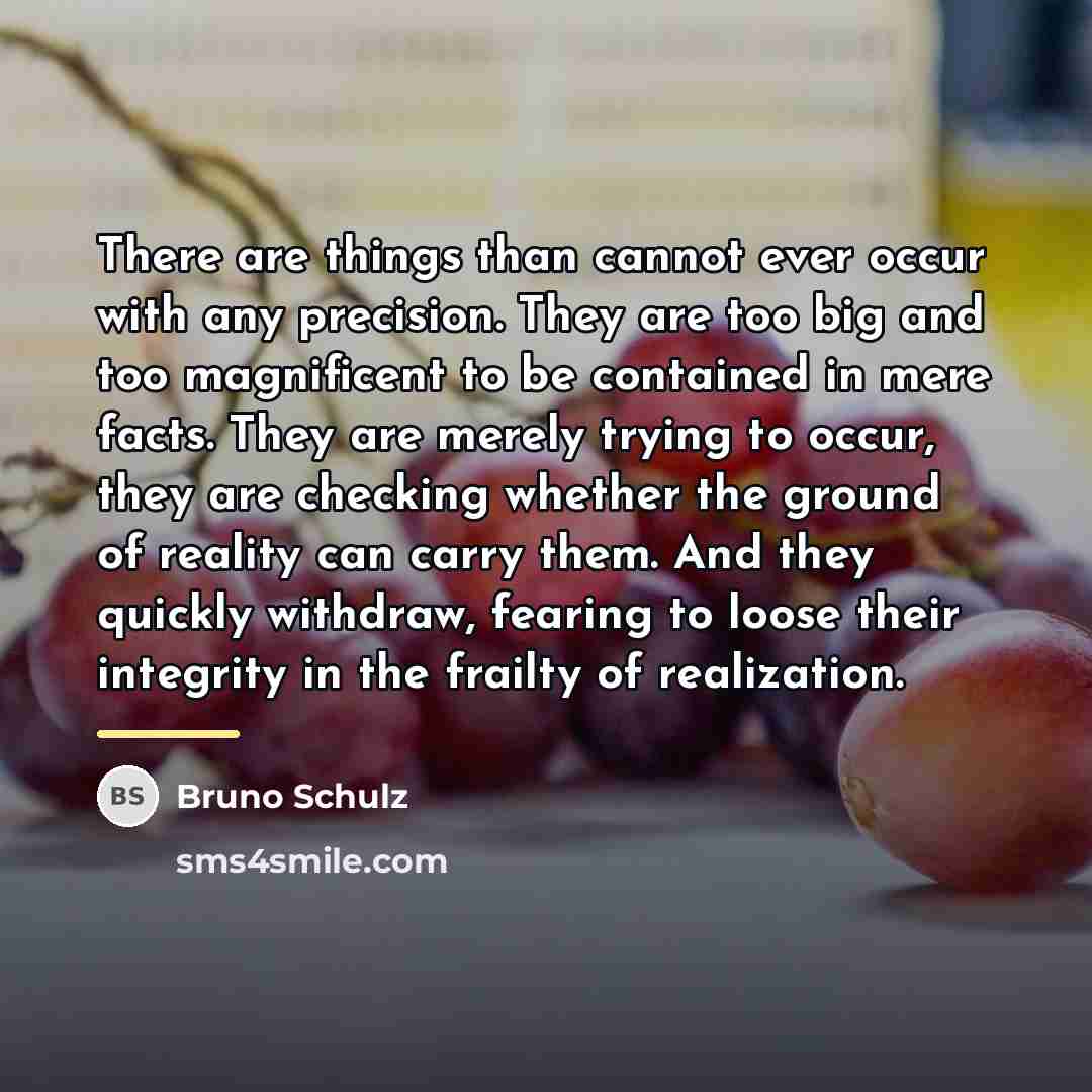 “There are things than cannot ever occur with any precision.…” quote by Bruno Schulz