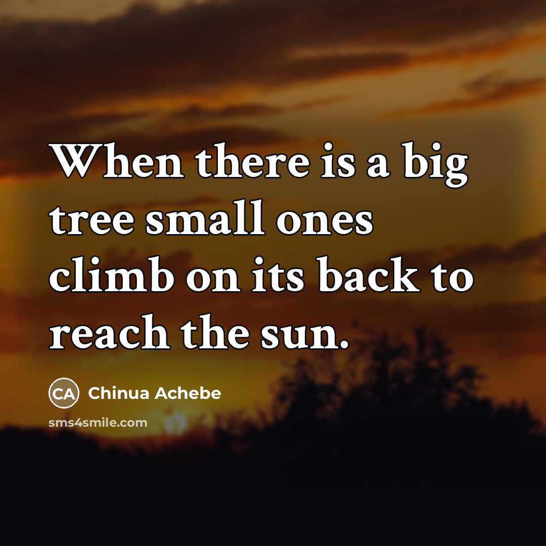 “When there is a big tree small ones climb on…” quote by Chinua Achebe