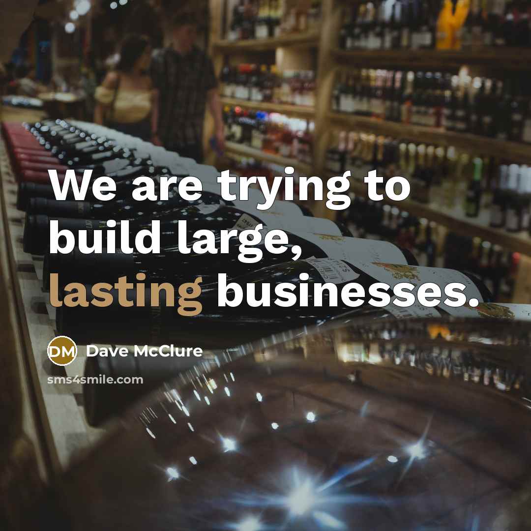 “We are trying to build large, lasting businesses.…” quote by Dave McClure