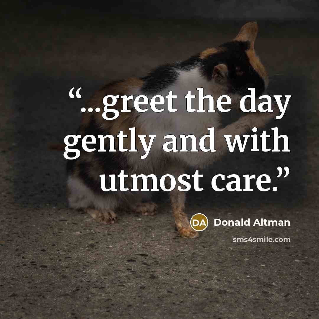 “...greet the day gently and with utmost care.” quote by Donald Altman