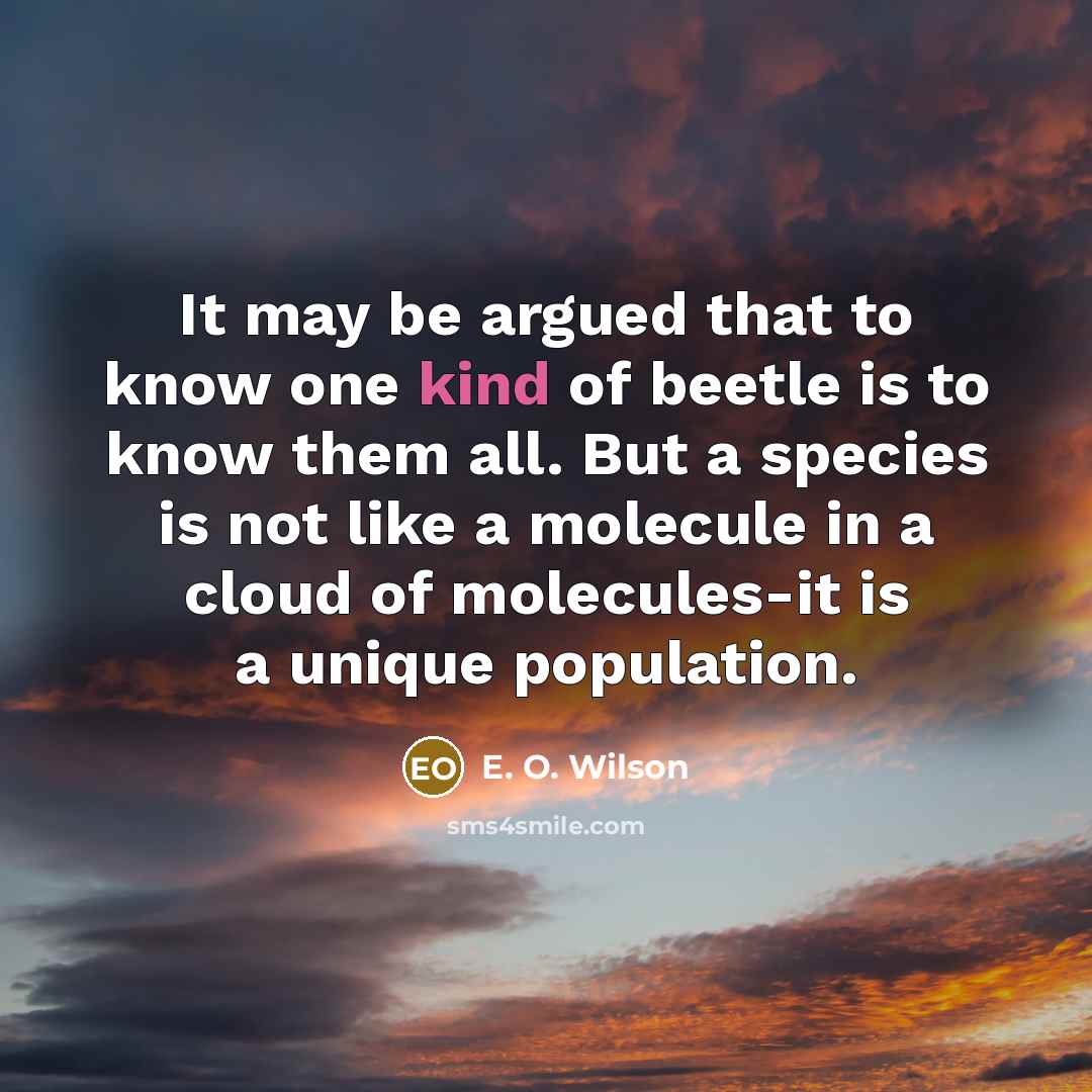 “It may be argued that to know one kind of…” quote by E. O. Wilson