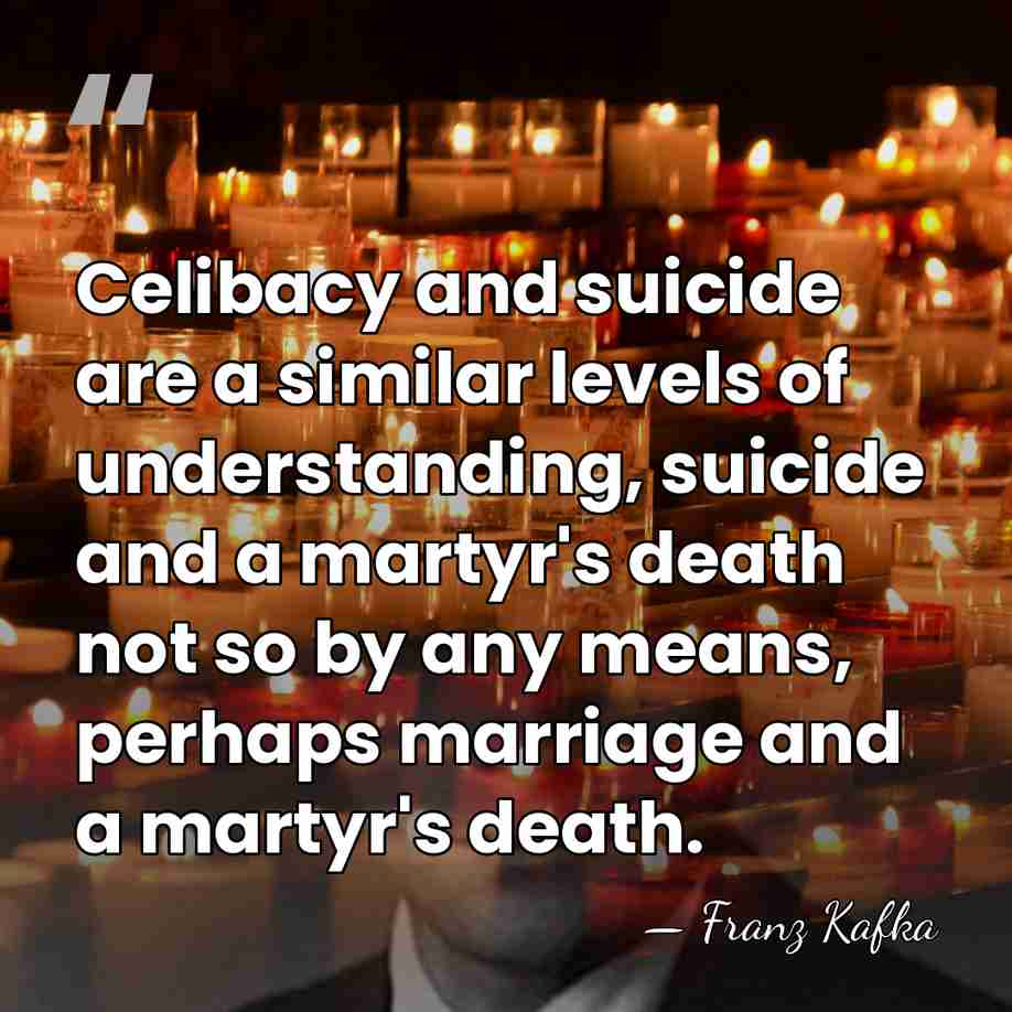 Celibacy and suicide are a similar levels of understanding, suicide and a&hellip; - Franz Kafka