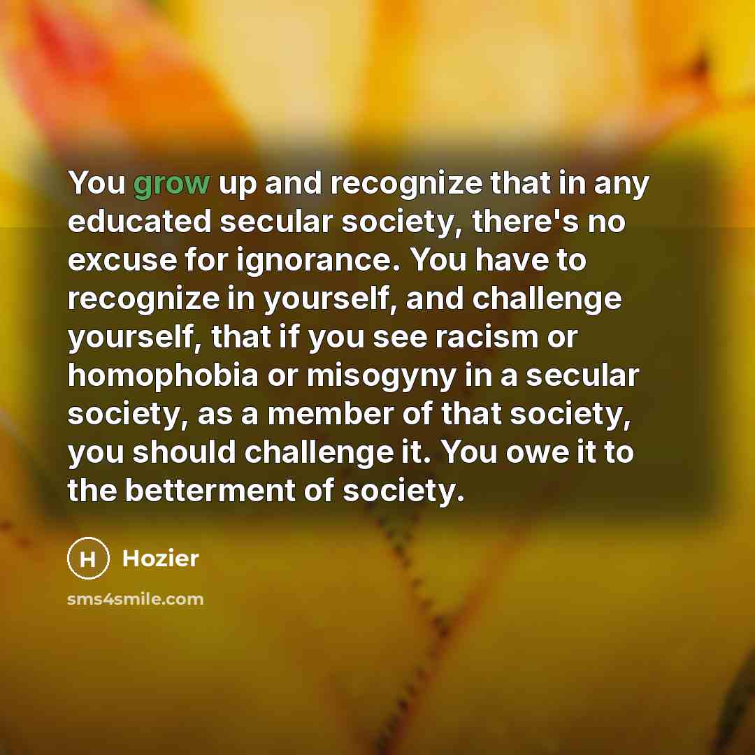 “You grow up and recognize that in any educated secular…” quote by Hozier