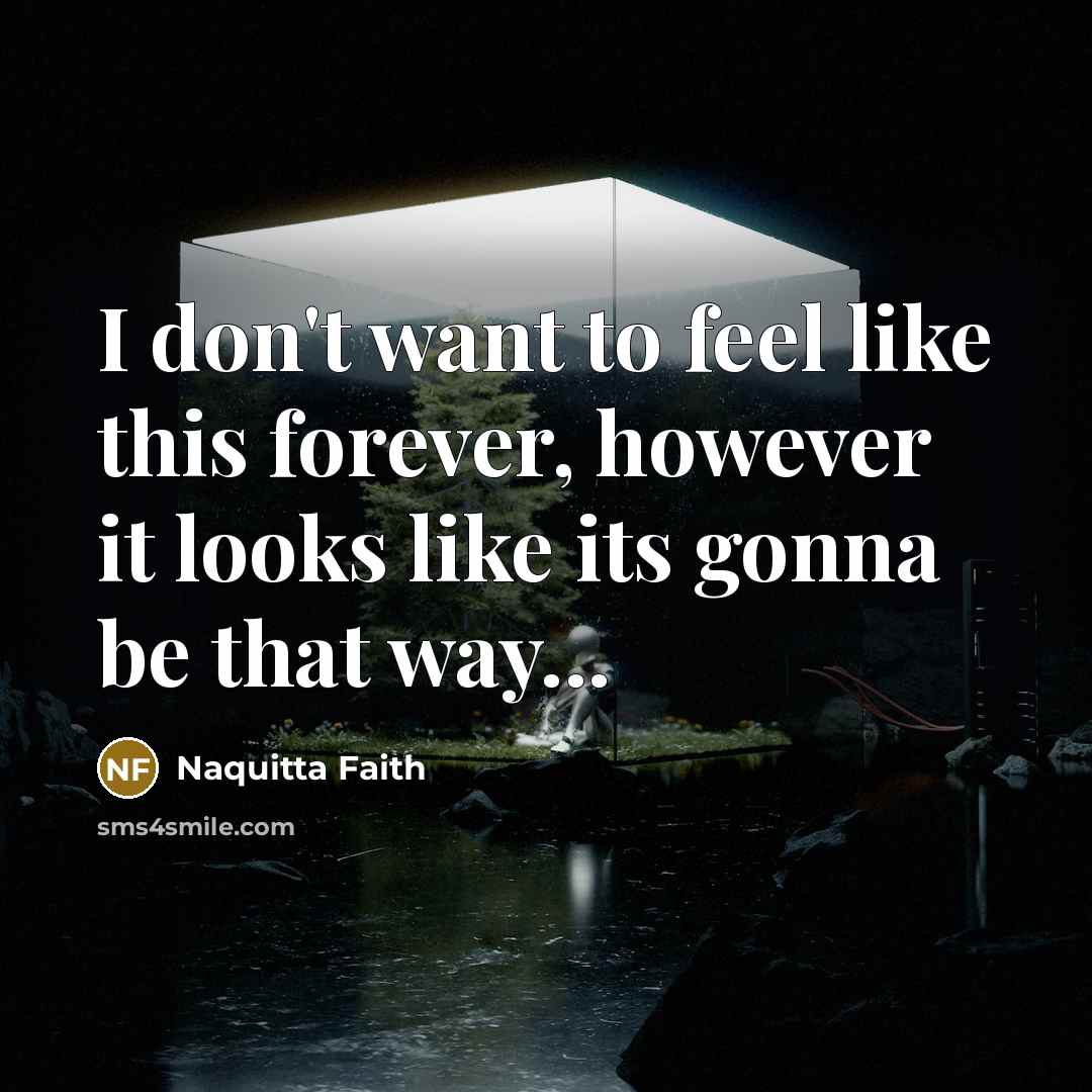 “I don't want to feel like this forever, however it looks like its gonna be that way...” quote by Naquitta Faith