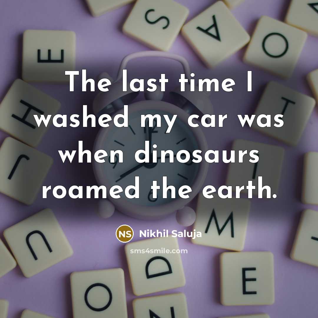 “The last time I washed my car was when dinosaurs…” quote by Nikhil Saluja