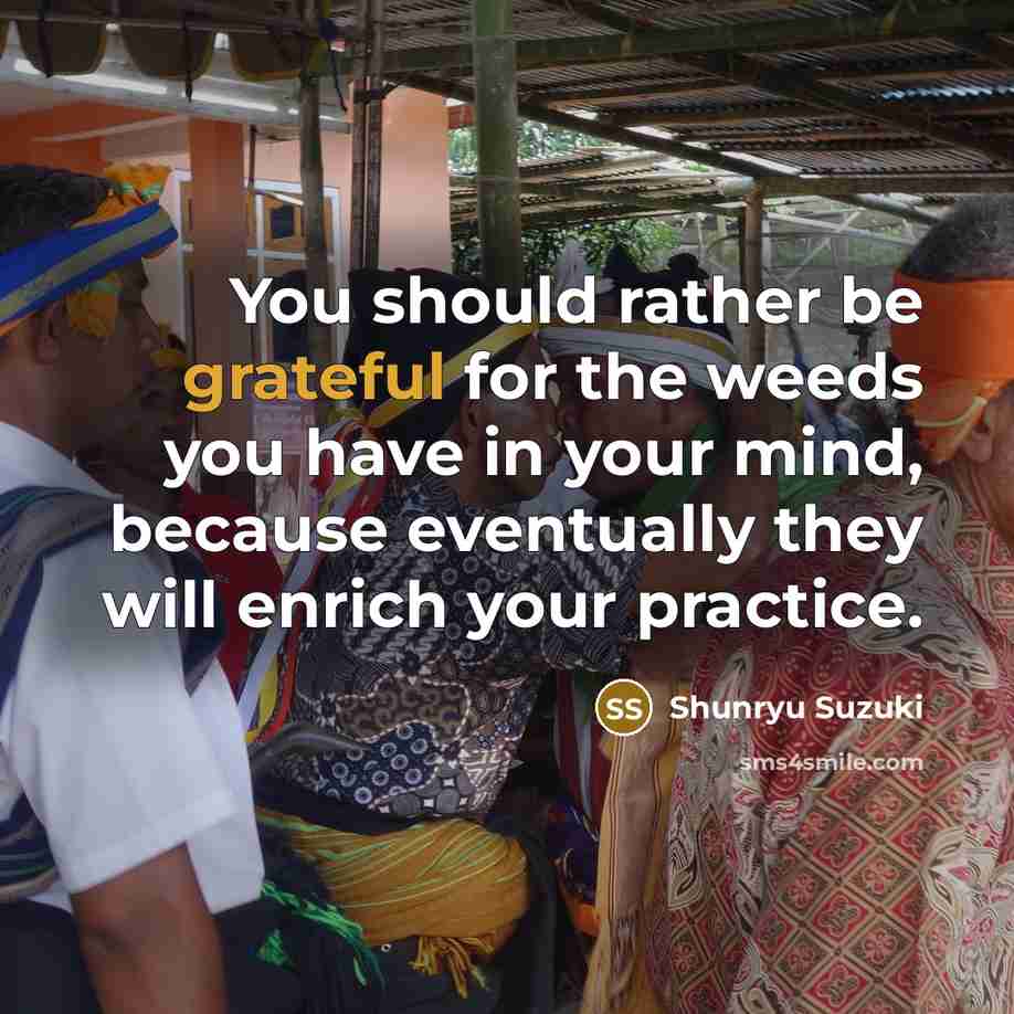 “You should rather be grateful for the weeds you have…” quote by Shunryu Suzuki