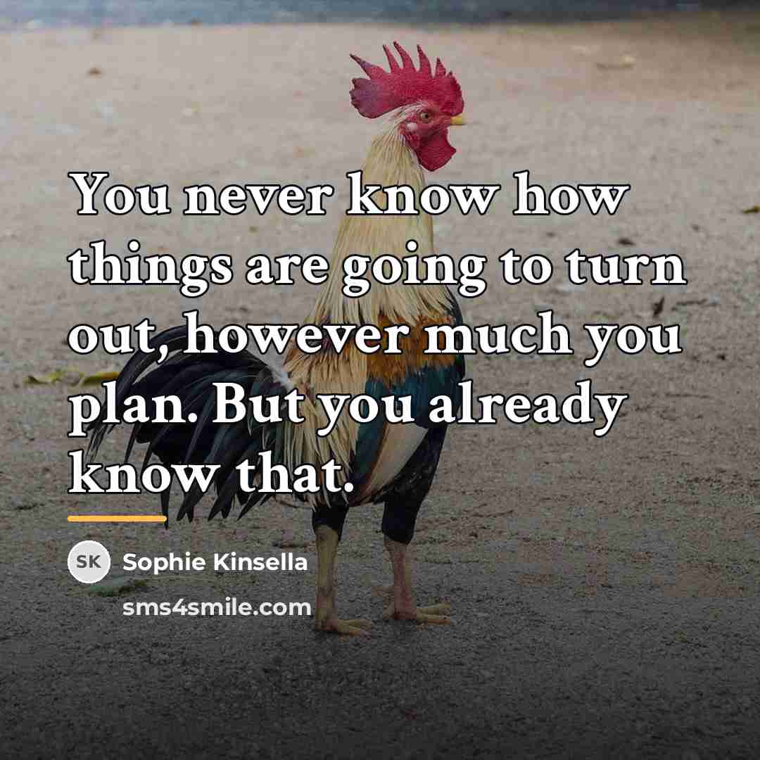 “You never know how things are going to turn out,…” quote by Sophie Kinsella