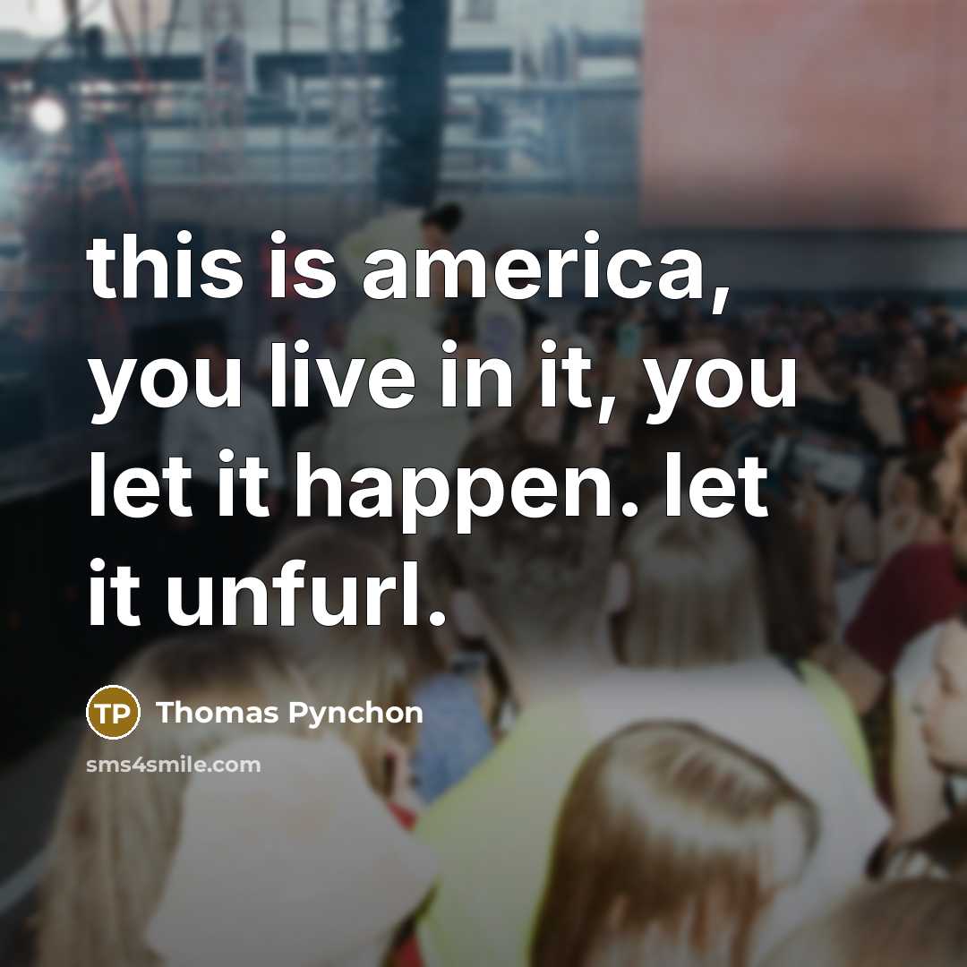“this is america, you live in it, you let it…” quote by Thomas Pynchon
