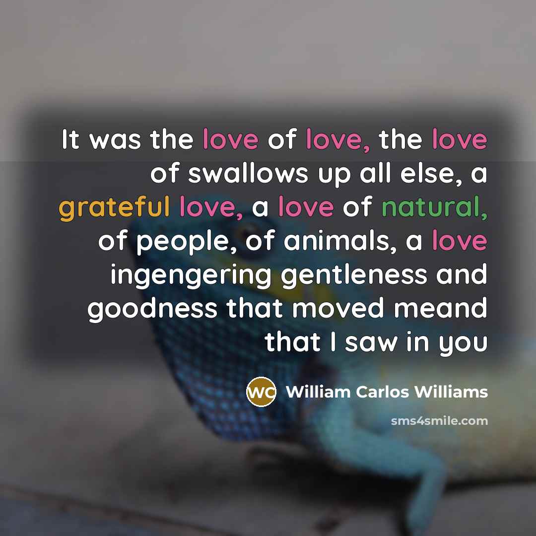 “It was the love of love, the love of swallows…” quote by William Carlos Williams