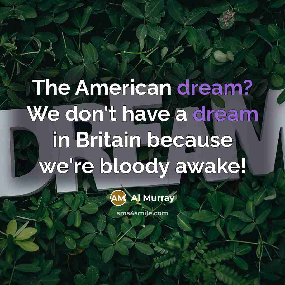 “The American dream? We don't have a dream in Britain…” quote by Al Murray