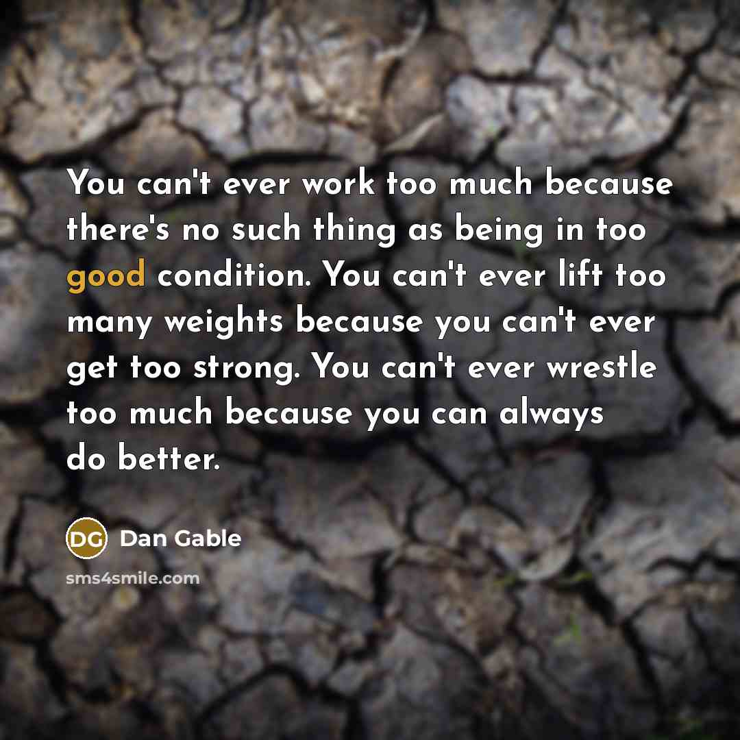 “You can't ever work too much because there's no such…” quote by Dan Gable