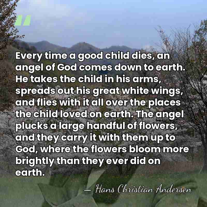 Every time a good child dies, an angel of God comes down&hellip; - Hans Christian Andersen