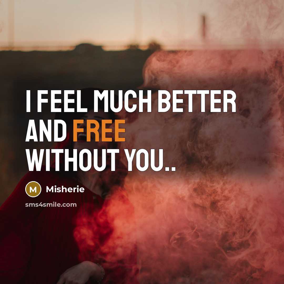 “I feel much better and free without you..…” quote by Misherie