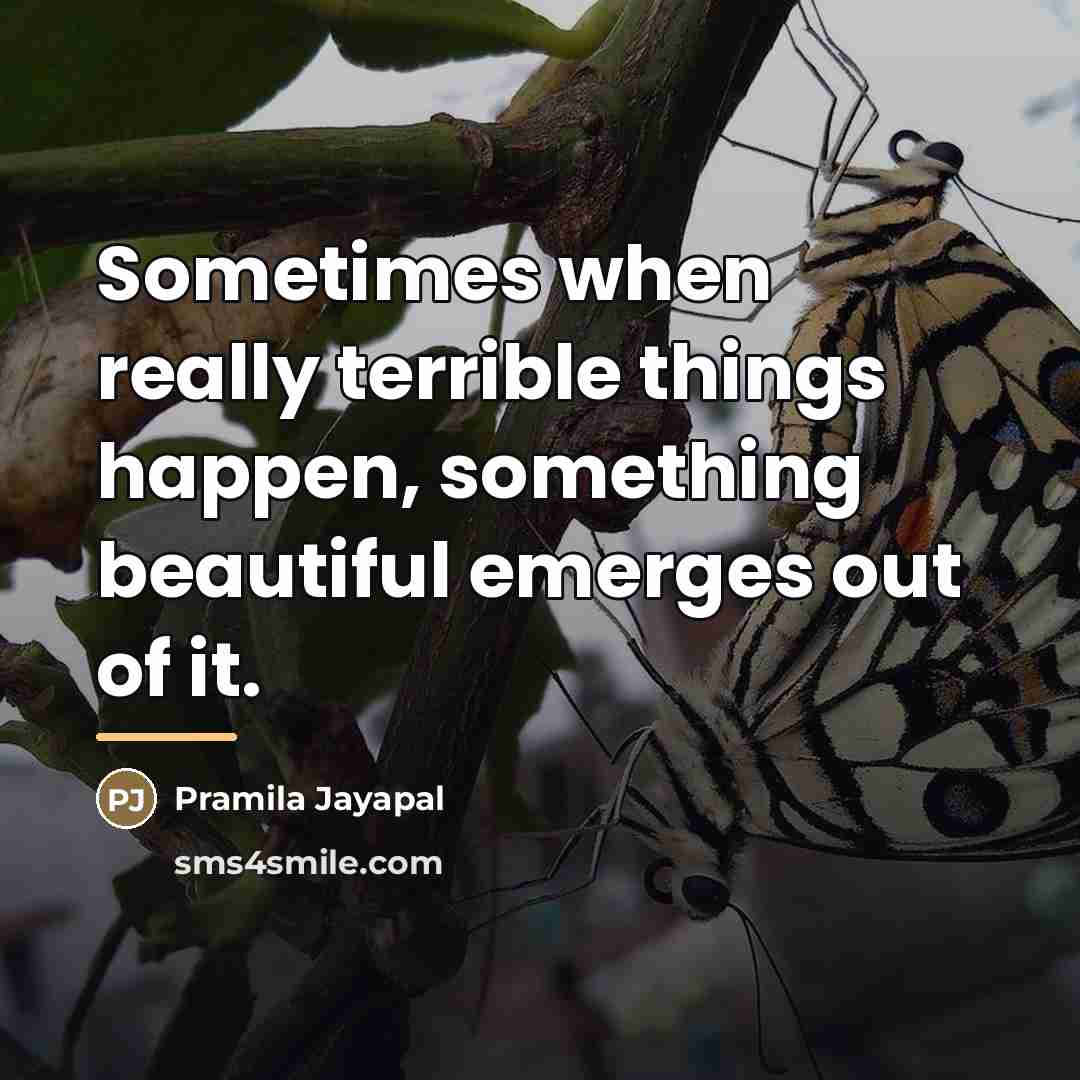 “Sometimes when really terrible things happen, something beautiful emerges out…” quote by Pramila Jayapal