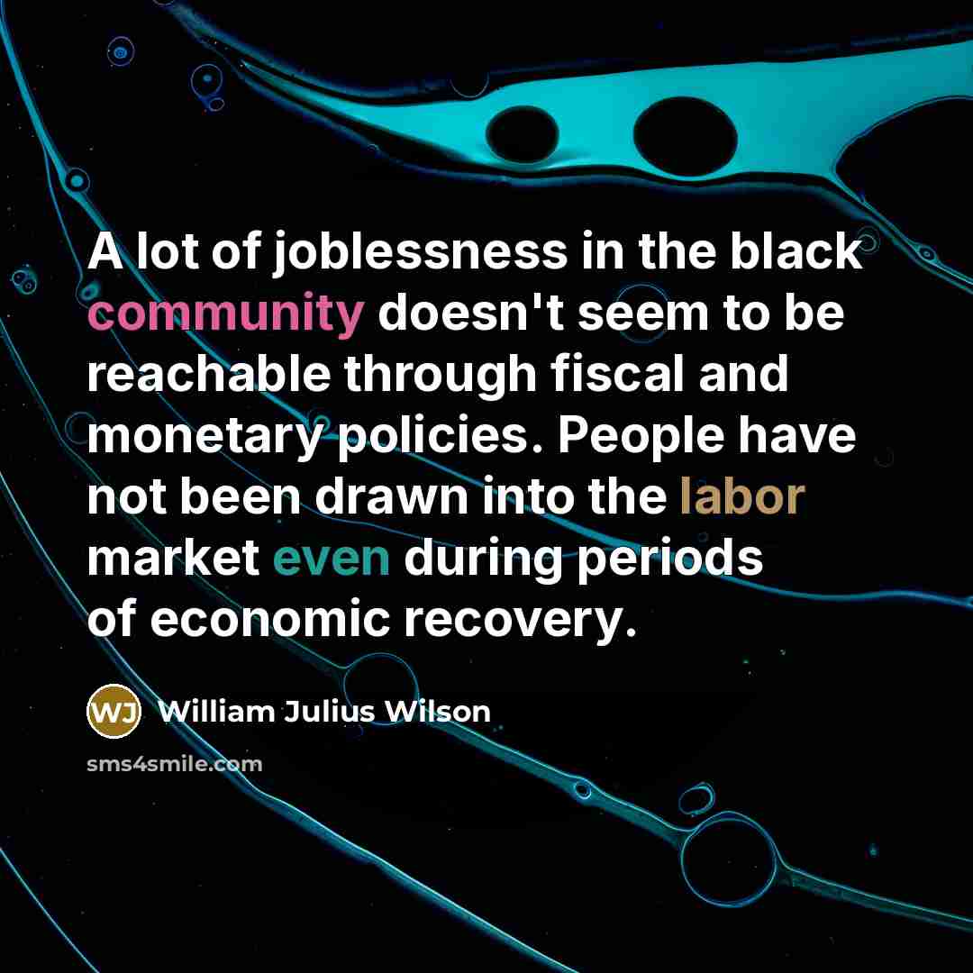 “A lot of joblessness in the black community doesn't seem…” quote by William Julius Wilson