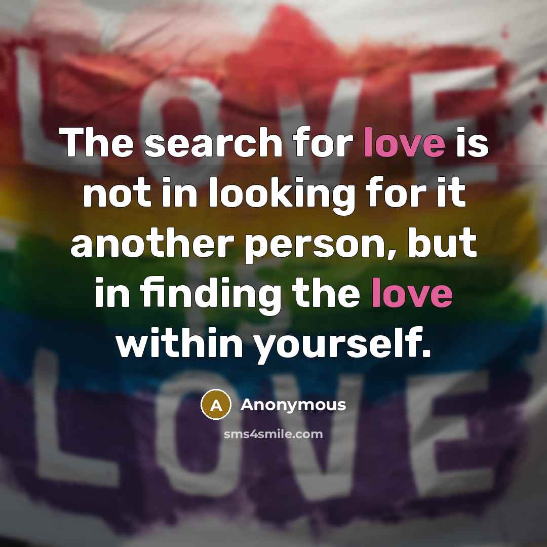 “The search for love is not in looking for it another person, but in finding the love within yourself.” quote by Anonymous