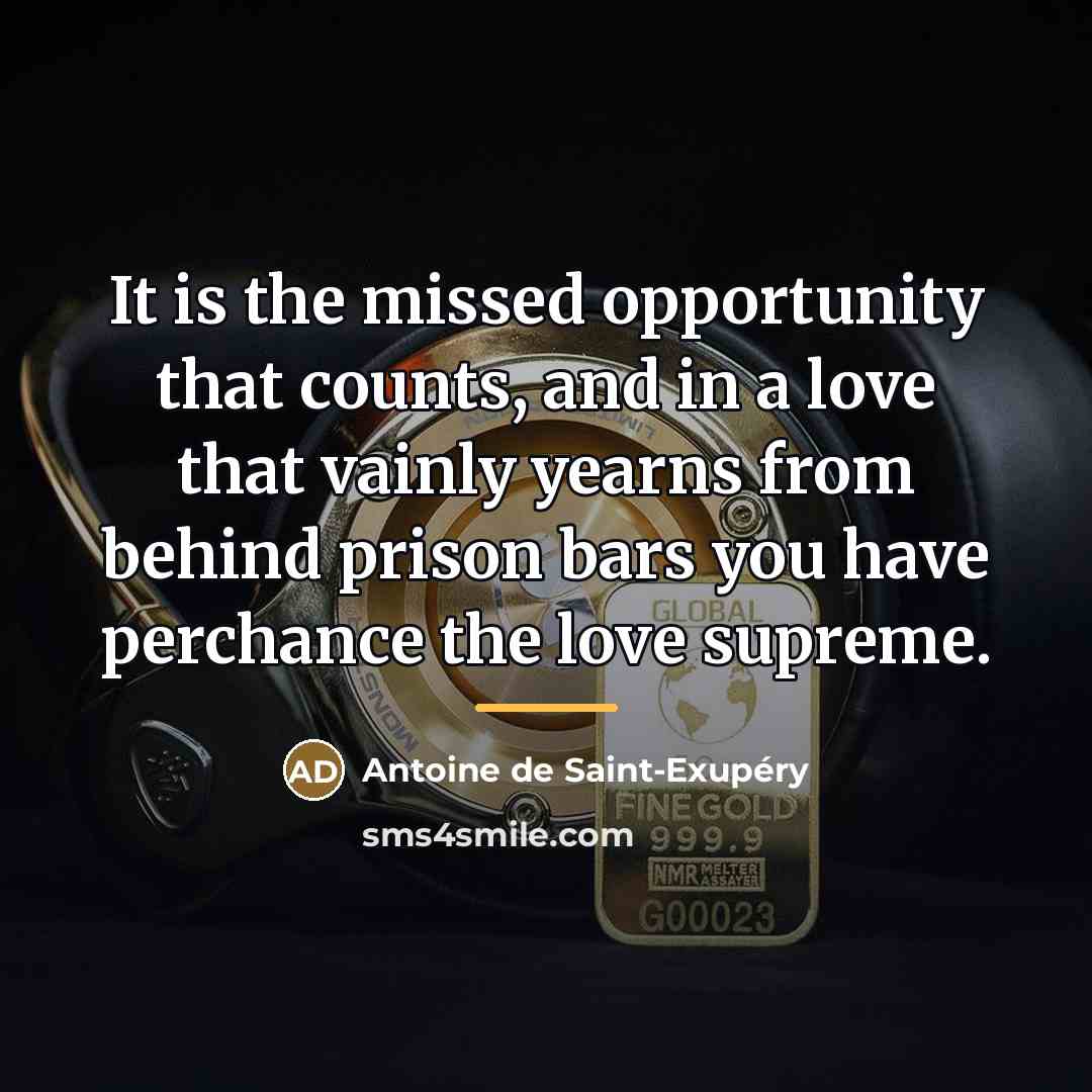 “It is the missed opportunity that counts, and in a…” quote by Antoine de Saint-Exupery