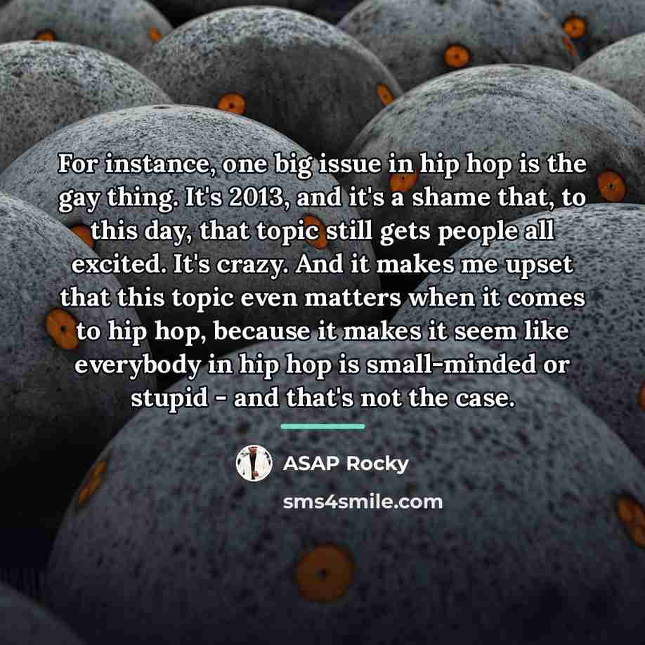 “For instance, one big issue in hip hop is the…” quote by ASAP Rocky