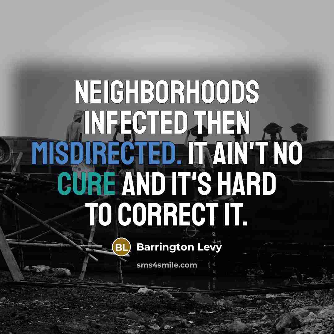 “Neighborhoods infected then misdirected. It ain't no cure and it's hard to correct it.” quote by Barrington Levy