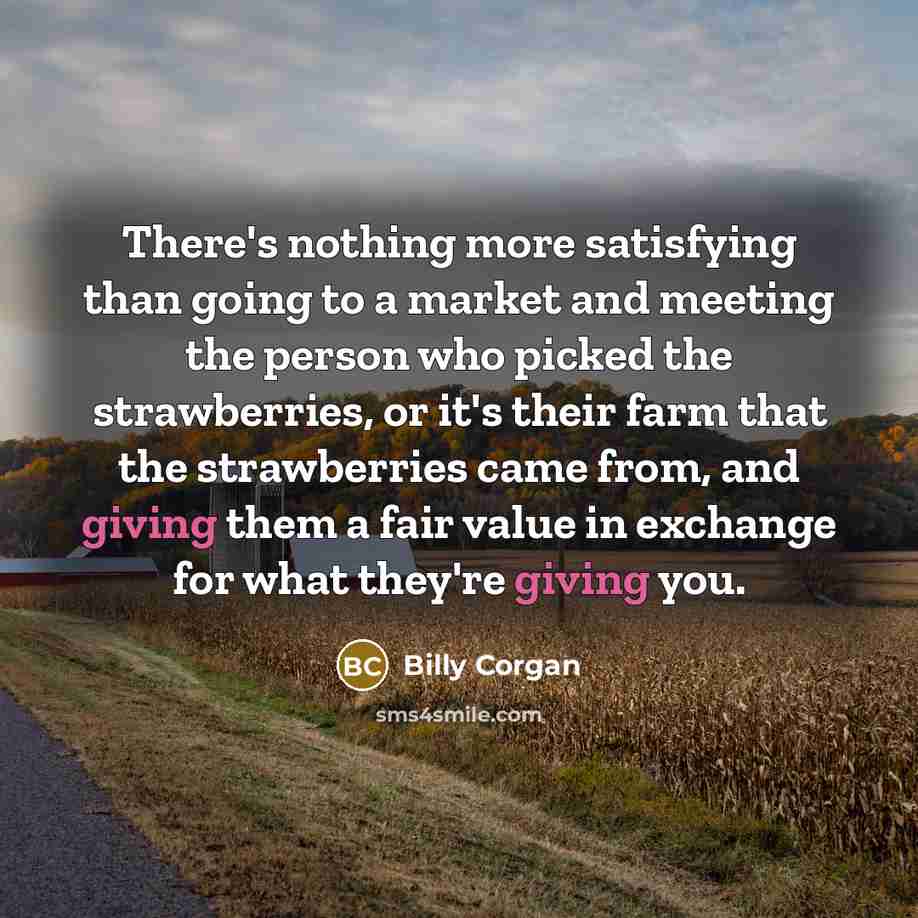 “There's nothing more satisfying than going to a market and…” quote by Billy Corgan