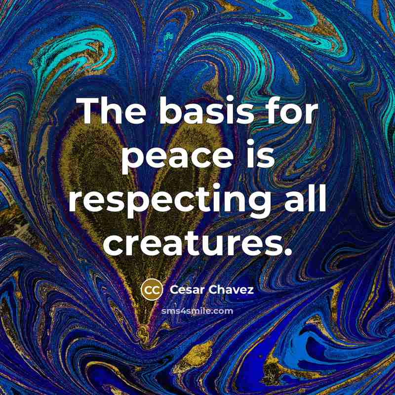 “The basis for peace is respecting all creatures.…” quote by Cesar Chavez