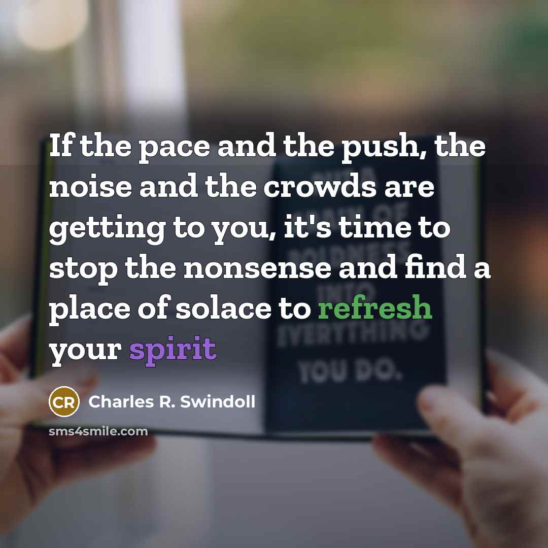 “If the pace and the push, the noise and the…” quote by Charles R. Swindoll